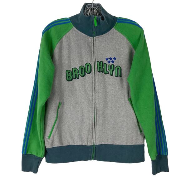 NWOT BLUE MARLIN Sweatshirt Men M Stripe Graphic”Brooklyn”Stars-Embroidery Zip - Picture 1 of 9